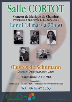 Affiche concert 18 mars 2013, Salle Cortot